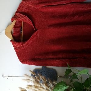 Cozy Rust Burnt Pumpkin Orange Chenille Sweater Size Medium